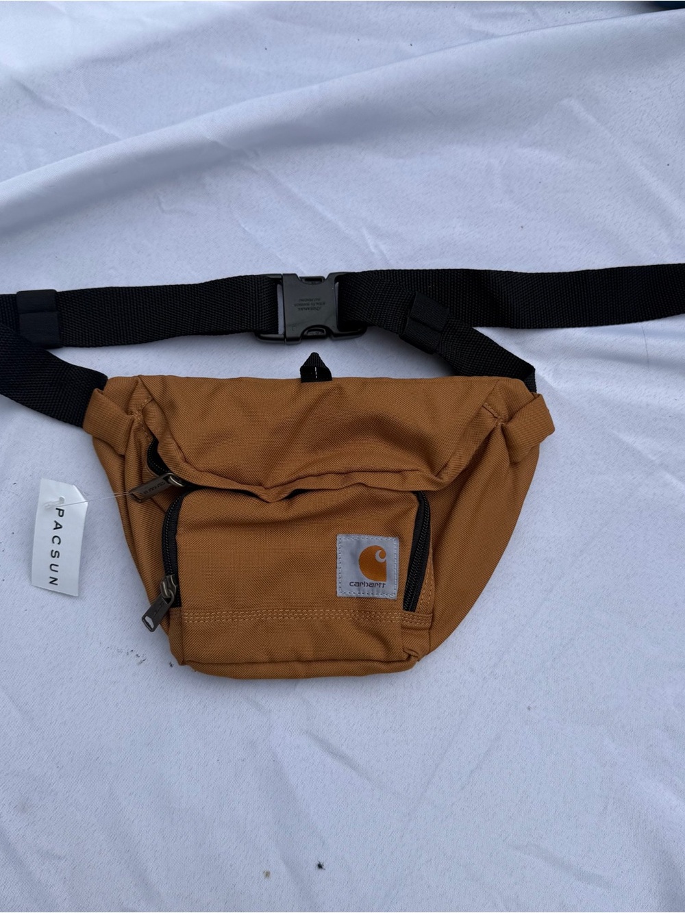NWT Carhartt Tan Canvas Belt Bag with Black Strap